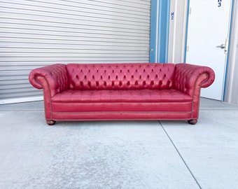 1980s Vintage Leather Chesterfield Sofa