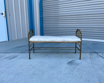 1950s Vintage Brass Bamboo Style Bench