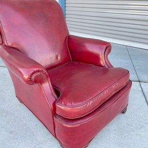 1950s Vintage Leather Chair & Ottoman Set of 2 image 8
