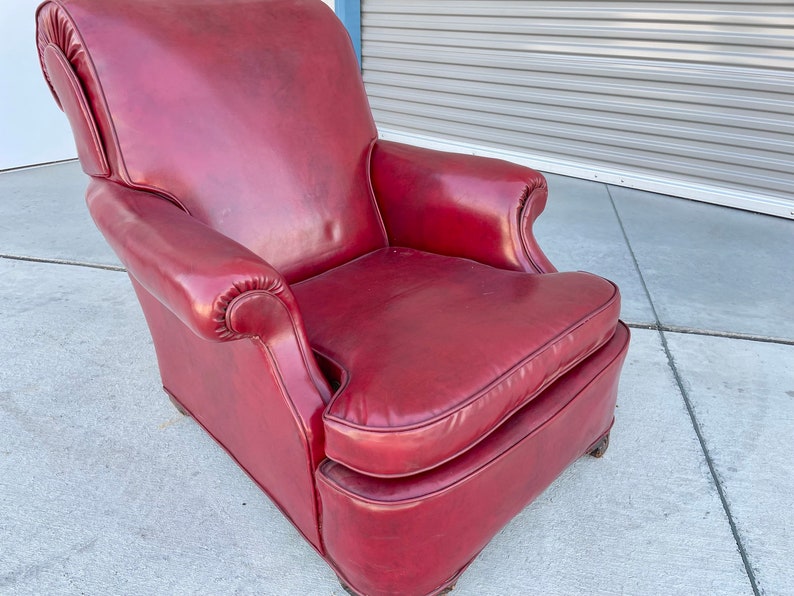 1950s Vintage Leather Chair & Ottoman Set of 2 image 8