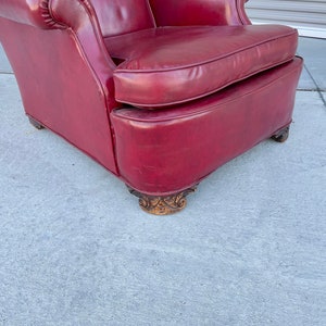 1950s Vintage Leather Chair & Ottoman Set of 2 image 9