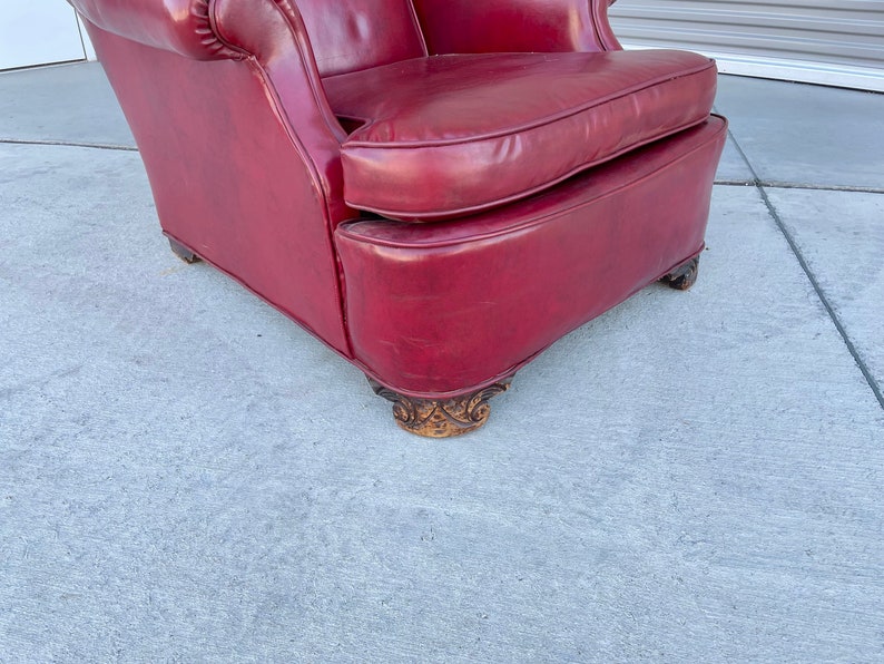 1950s Vintage Leather Chair & Ottoman Set of 2 image 9