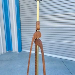 Mid Century Walnut & Brass Table Lamp image 4