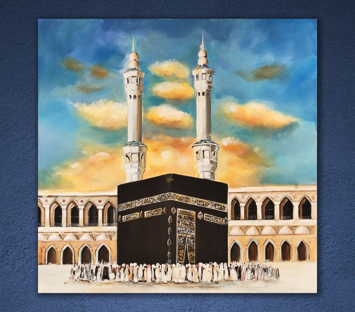 Kaaba Oil Painting Mecca Poster Art Original Islamic Wall Etsy