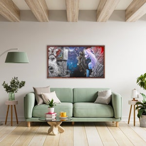 Fantasy Heroine Surreal Wall Art, Winged Girl Air Brush Wall Decor, Girl With Wings Wall Decor, Modern Wall Decor, Kids Room Decor Wall Art