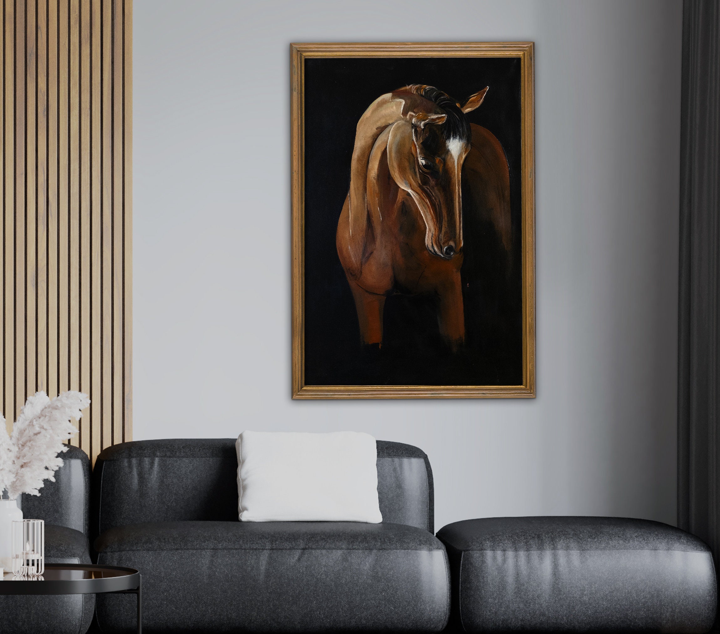 Brown Horse Painting Horse Lovers Living Room Wall Art Horse - Etsy
