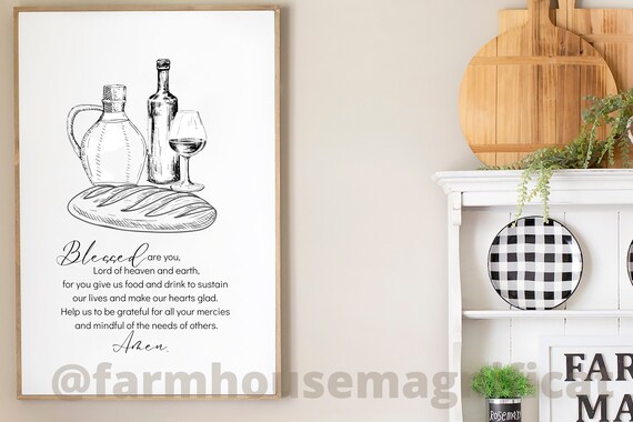 Kitchen Wall Art Prayer for Kitchen and Family Kitchen Poem Downloadable Kitchen Sign Bless Our Home Print Kitchen Blessing Download