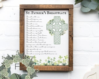 BREASTPLATE Of SAINT PATRICK Catholic Prayer Printable | Catholic Farmhouse Decor | Multiple Sizes Available