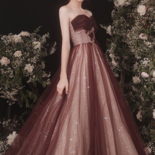 Cherry Prom Dress Off-shoulder Ball 