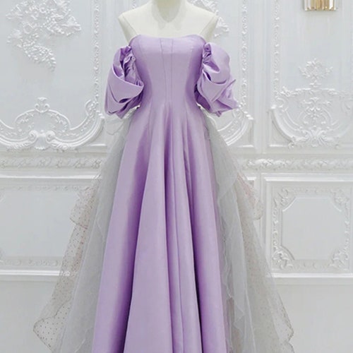 Lavender Prom Dress Long Off-shoulder 