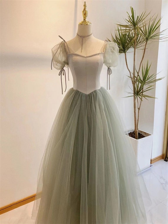 Vintage Sage Green Prom Dress A-line ...