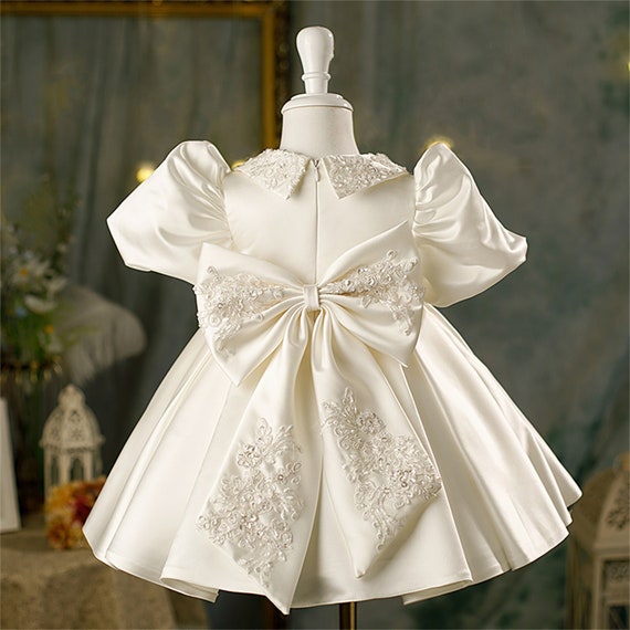 Ivory Flower Girl Dress Peter Pan Collar Lace Floral Dress Girl