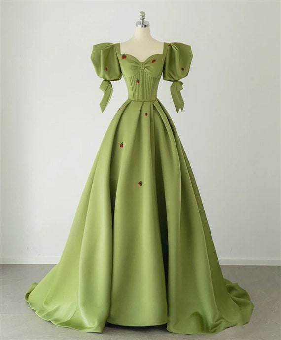 Green satin prom dress uk top