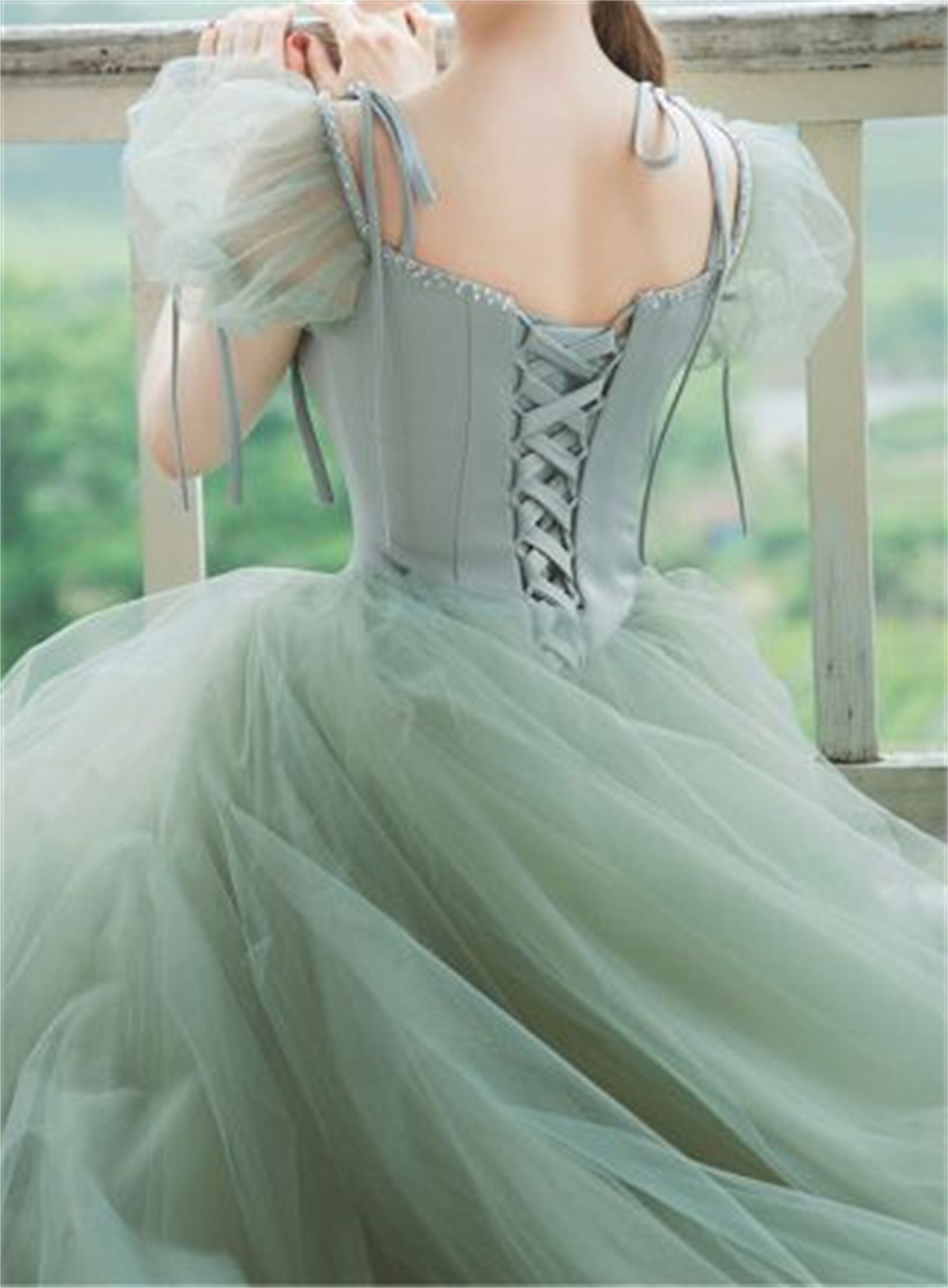 Vintage Sage Green Prom Dress A-line Princess Ball Gown Puffy - Etsy