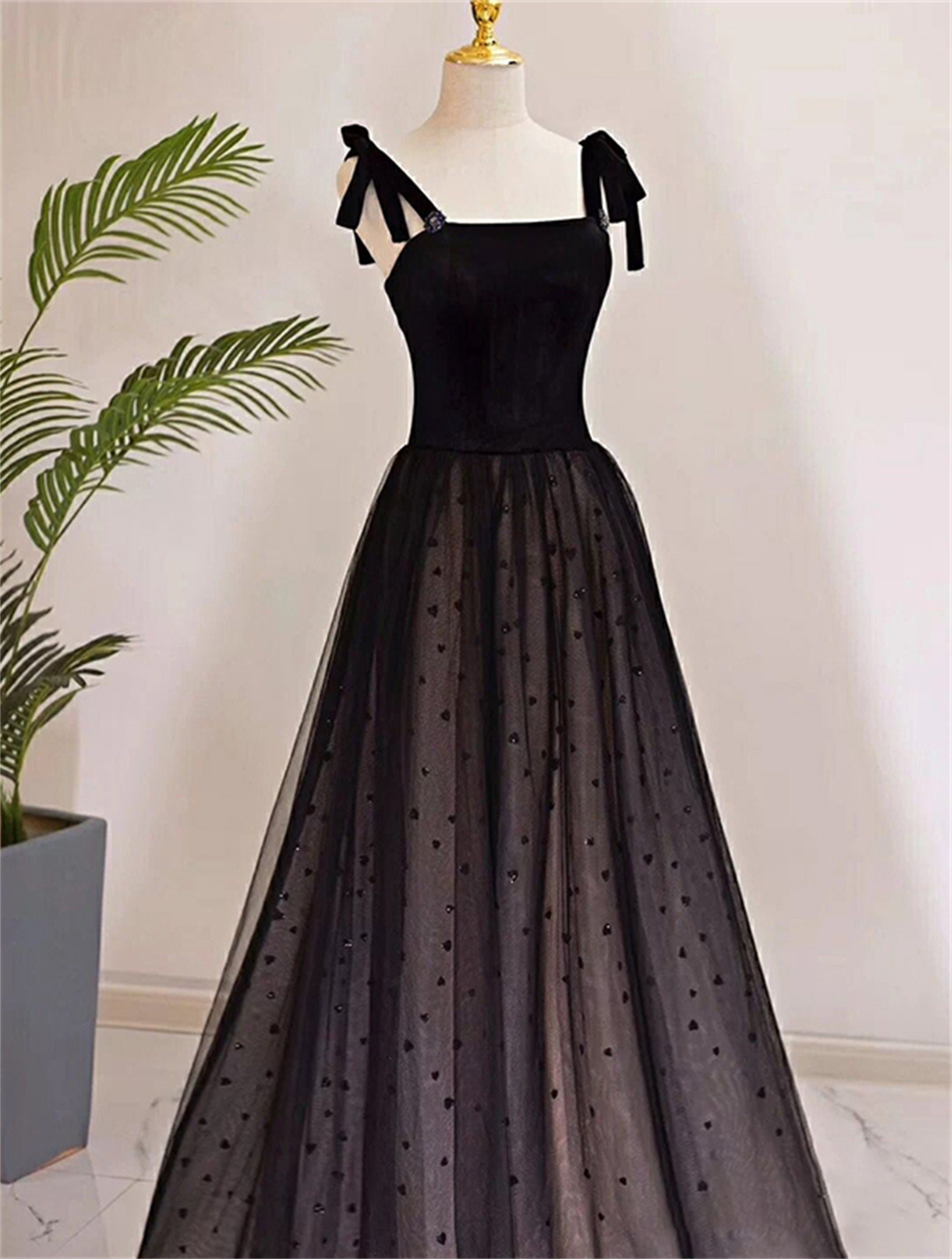 Black Prom Dress Long Strap Formal Dress Soft Tulle Ball Gown - Etsy
