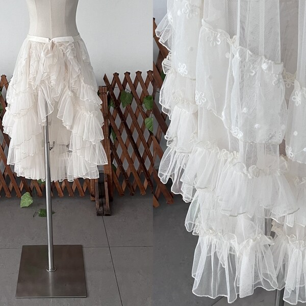 Light champagne lace train skirt Layered detachable skirt Wedding train skirt Custom bridal train Removable tulle overskirt prom dress