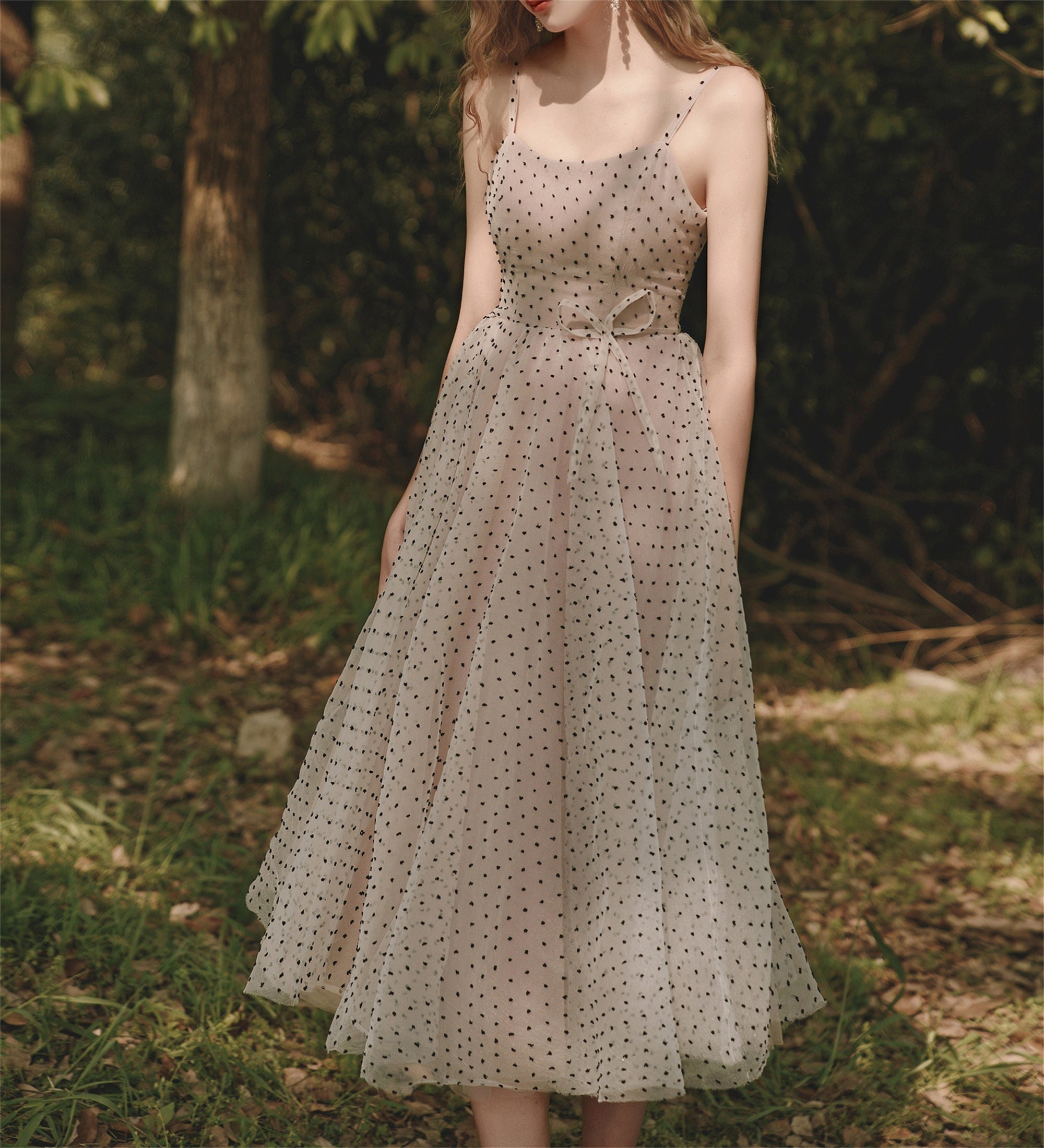 Mid-calf Prom Dress Long Spaghetti Strap Ball Gown V Back - Etsy Israel
