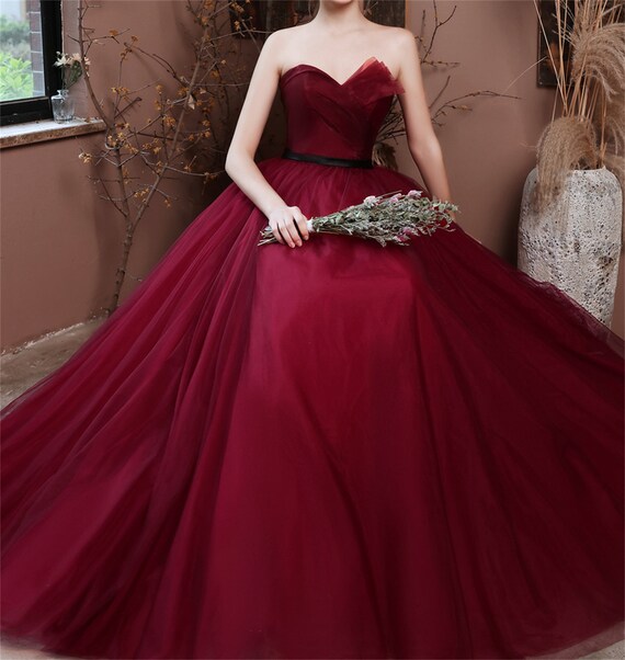 Simple Long Aline Burgundy Evening Party Dress with Off Shoulder Wholesale  #DM8906 - GemGrace.com