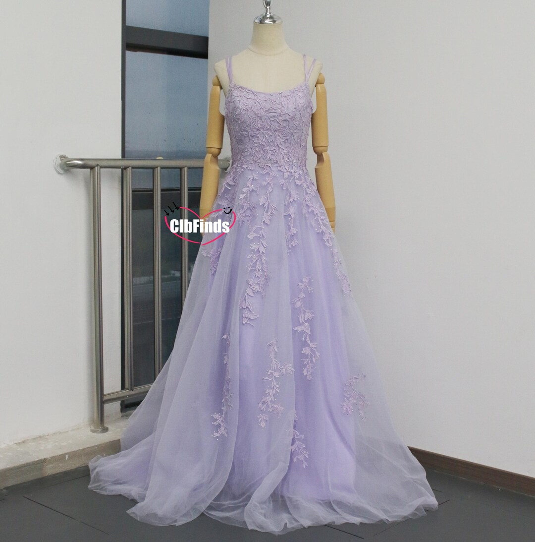 Beautiful Lavender Tulle Off Shoulder Party Dress, Light Purple Bridesmaid Dress