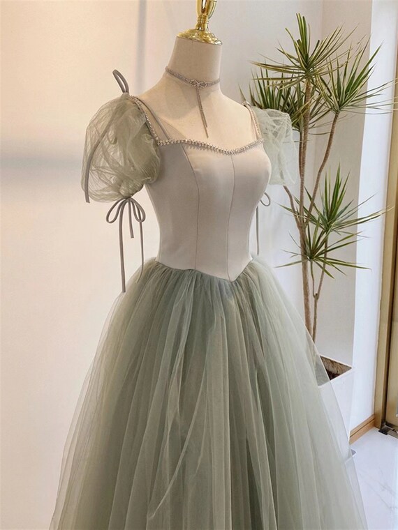 Vintage Sage Green Prom Dress A-line Princess Ball Gown Puffy - Etsy Norway