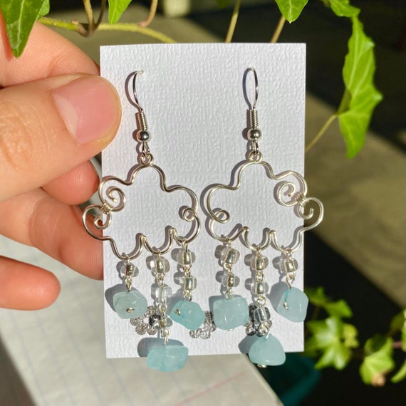 Dangling Cloud Earrings Wire Cloud Earrings Elegant Nature