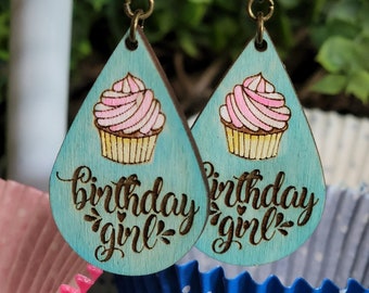 Teardrop Birthday Girl Earring  - Digital Laser File - SVG (Digital File Only) Glowforge Laser Cut Jewelry