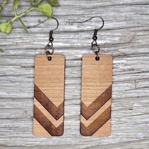 Rectangle Retro Check Mark Engraved Earring - Digital Laser File - PDF - SVG (Digital File Only) Glowforge Laser Cut Jewelry