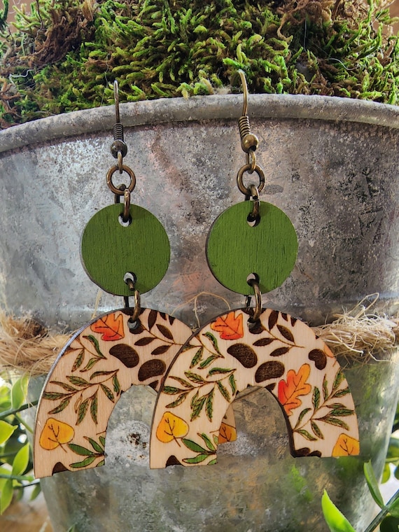 Piece Boho Arch Leaf Scatter Earrings Digital Laser File PDF