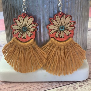 2 File - Floral Engraved Macrame Earrings - Digital Laser File - PDF - SVG (Digital File Only) Glowforge Laser Cut Jewelry