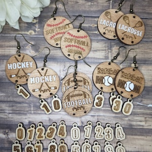 BUNDLE PRICING! 10 Sports Collection- Sports Mom/Customizable Number Earrings - Laser File Pdf - SVG (Digital File Only) Laser Cut Jewelry