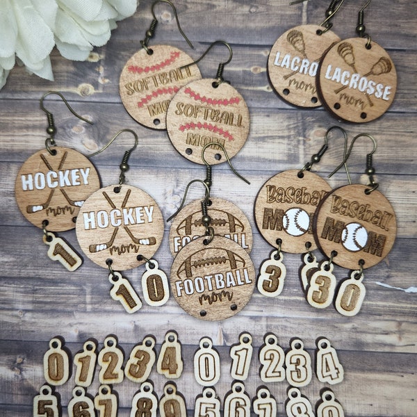 BUNDLE PRICING! 10 Sports Collection- Sports Mom/Customizable Number Earrings - Laser File Pdf - SVG (Digital File Only) Laser Cut Jewelry