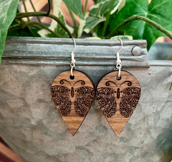 Teardrop Butterfly Mandala Earring Digital Laser File PDF