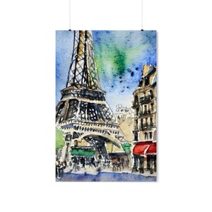 Cartel de acuarela de la Torre Eiffel / Cartel de viaje de París / Cartel de viaje de la Torre Eiffel / Impresión de París / Arte de la pared de París / Impresión de viaje de París