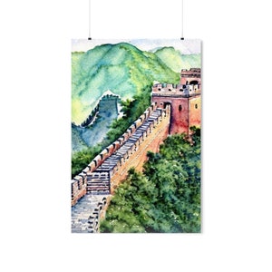 Great Wall of China Watercolor Poster | Wall Art Travel Poster | China Print | China Wall Art | Great Wall of China Travel Poster