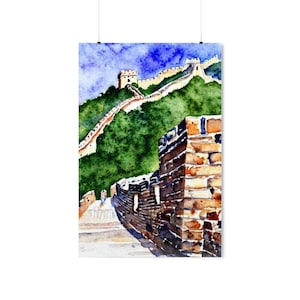 Great Wall of China Watercolor Poster | Wall Art Travel Poster | China Print | China Wall Art | Great Wall of China Travel Poster