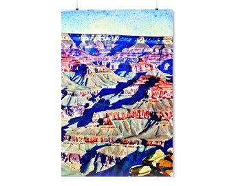 Grand Canyon aquarel poster | Grand Cayon-afdruk | Poster van nationale parken | Nationale parken kunst aan de muur | Grand Canyon-poster | Nationale parken