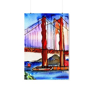 Golden Gate Watercolor Poster | Golden Gate Wall Art | Golden Gate Bridge Poster | Golden Gate Bridge Art Print |  San Francisco Poster