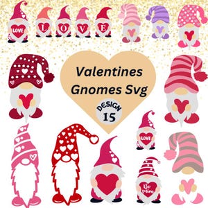 Valentinstag Gnome Ornamente SVG, Gnome Zeichen, Laser geschnitten, Glowforge SVG, CriCut-Dateien, Valentinstag Gnome Bundle SVG, Valentinstag Dekor
