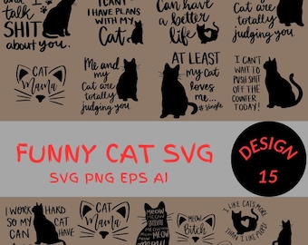 Cat svg bundle, cat mom svg,Cat T-shirt svg , crazy cat lady svg , cat dad svg, cat lover svg, kitten svg, cat quotes svg, Cat Vector file
