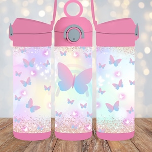 KIDS Tumbler Wrap, SCHMETTERLING 12 Unzen gerader Becher Sublimation PNG, Kinder Cartoon Tumbler Wrap für Kinder, Download