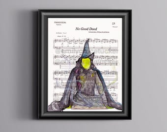 Elphaba No Good Deed Broadway Wicked Sheet Music Art