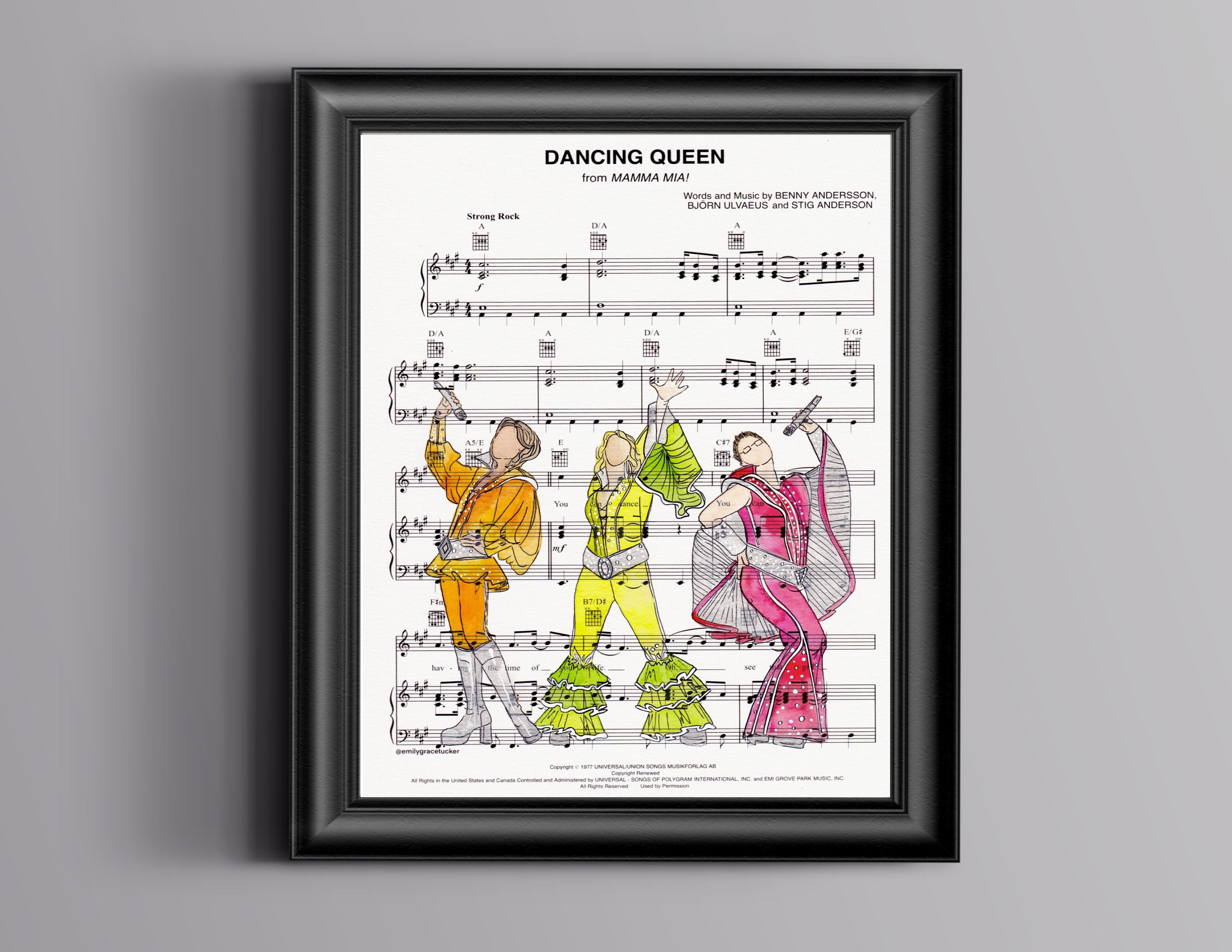Mamma Mia Dancing Queen Sheet Music Art - Etsy