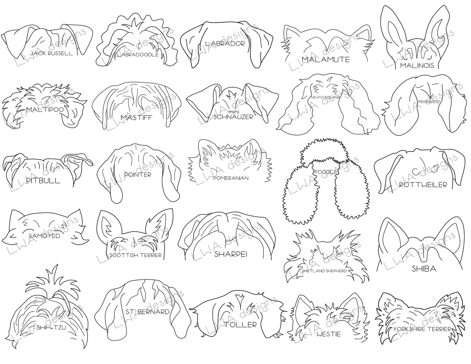 50 Dog Breed Ears SVG / PNG / PDF Original Handdrawn Etsy