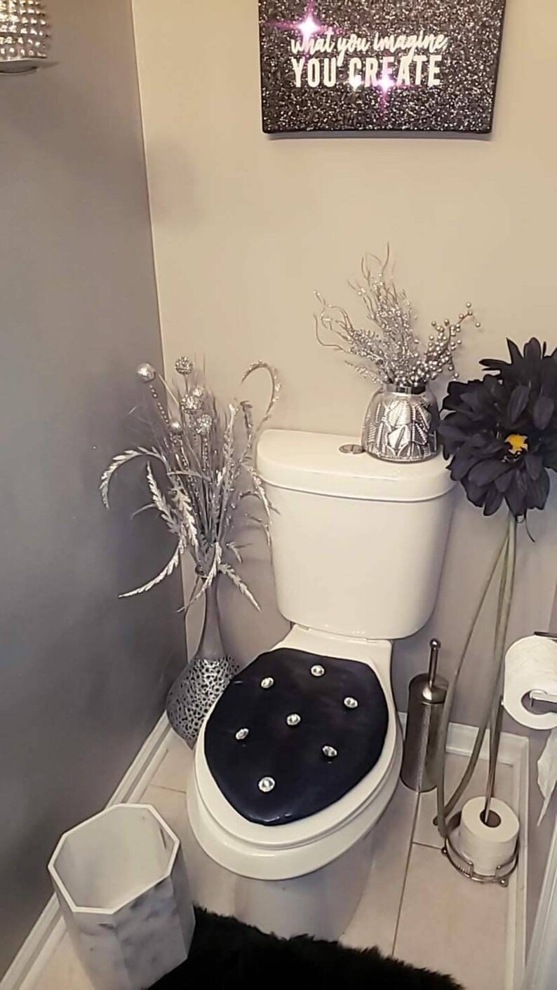 Glittering Glam Tufted Toilet Seat Decor Etsy