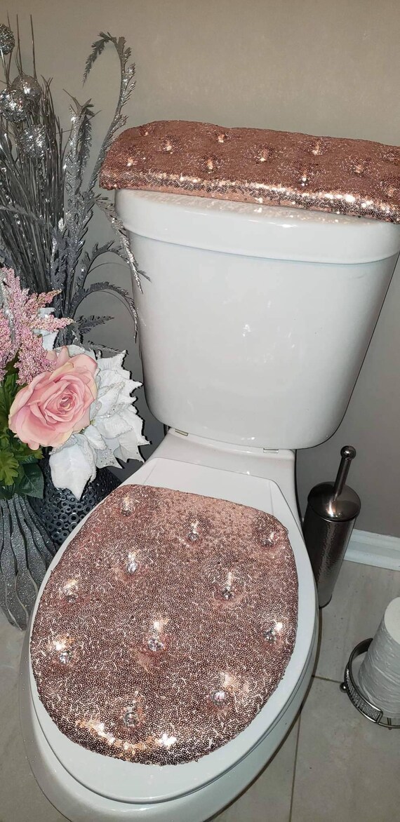Glittering Glam Tufted Toilet Seat Decor Etsy