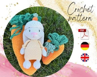 Easter Bunny Crochet Pattern – Hoppsi and Carrot, Amigurumi (PDF Pattern)