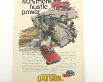 VTG Datsun Pickup Advertising Print Ad Promo Art 1970 Truck Import Classic Decor