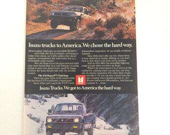 Vintage Isuzu Trucks Print Ad Pickup 4x4 Off Road Garage Decor 1981 Collector