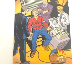 Maxim Magazine Lie Detector Polygraph Illustration Print Y2K Comic Collector