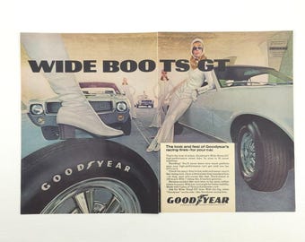 VTG AMX Goodyear Wide Boots GT Advertising Print Ad Promo Art Muscle Car Tires